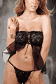 Stretch Lace and Sheer Babydoll with G-String