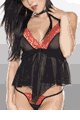 Fire Lace and Mesh Babydoll with G-String