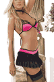 Top and Gathered Lace Skirt with G-String