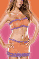 Sheer Ruffled Tube Top with Skirt and G-String