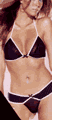 Pinstripe Microfibre and Mesh Bikini