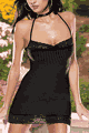 Pinstripe Microfibre and Lace Dress
