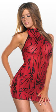 Flocked Mesh Dress with G-string