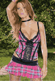 Plaid Lycra Pleated Skirt