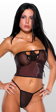 Lycra and Motif Tube Top with G-string