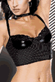 Pinstripe Microfibre Wet Look Lace Underwire Cami