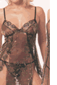 Lurex and Lace Babydoll with G-String