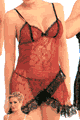 Patchwork Lace Peek-A-Boo Babydoll with G-String