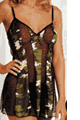 Polyester and Gauze Babydoll with G-String