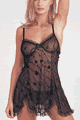 Velvet Embossed Sheer Babydoll with G-String