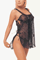 Velvet Embossed Sheer Babydoll with G-String