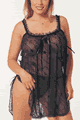 Velvet Embossed Sheer Babydoll with G-String
