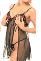 Peek-A-Boo Lame Heart Foil Babydoll with G-String