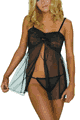 Ribbon Tie Lace and Sheer Baby Doll with G-String