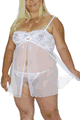 Ribbon Tie Lace and Sheer Baby Doll with G-String