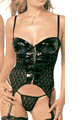 PVC and Diamond Mesh Corselette with G-String