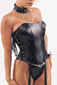 Faux Leather Bustier with G-String