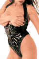 Lacquer Wet Look Open Bust Teddy