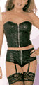 Faux Leather Zippered Bustier and Shorts