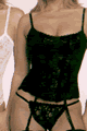 Boudoir Embroidered Lace Bustier with G-String