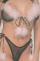 Marabou Trimmed Fancy Bra and Thong Set