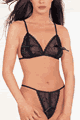 Velvet Embossed Sheer Open Bra Set