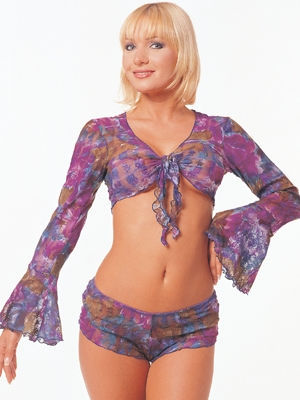 Stretch Lace Ruffle Top and Shorts