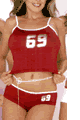 69 Print Lycra Top Shorts and Thong