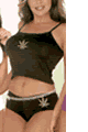 Weed Print Lycra Top Shorts and Thong