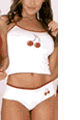 Cherries Print Lycra Top Shorts and Thong