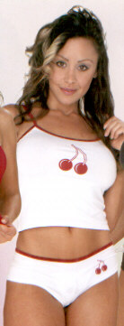Cherries Print Lycra Top Shorts and Thong