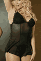Leaf Emdroidery Chemise with Thong