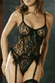 Stretch Lace Bustier with G-String and Hose