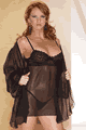 Embroidery Babydoll with Coat and Thong