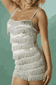 Stretch Satin Fringe Dress