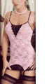 Lace Slip Dress with G-String and Hose