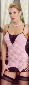 Lace Slip Dress with G-String and Hose