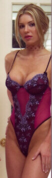 Fuchsia Embroidered Thong Teddy