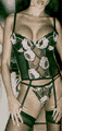 Flower Lace Bustier and G-String with Hose