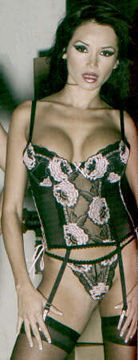 Flower Lace Bustier and G-String with Hose