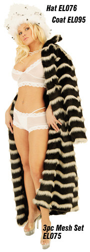 Full Length 2-tone Faux Fur Coat