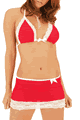 Red Jersey Fabric Bikini Top and Skirt