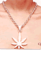 Marijuana Leaf Rhinestone Necklace