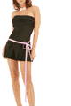 Pleated Tube Dress with Pink Satin Ribbon