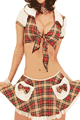Plaid and White 2pc School Girl Set