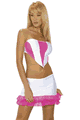 Tricot and Mesh Ruffle Skirt and Top with Thong