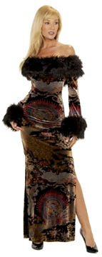 Fur Trimmed Velvet Gown