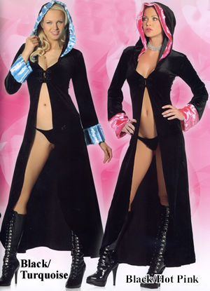 Fur Trimmed Velvet Rove with Tie Side Thong