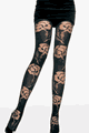 Lycra Opaque Pantyhose with Sheer Rose Cutouts