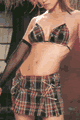 Chained Pinned and Studded Bra Top and Skirt